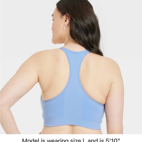 Auden Nursing Bra Bralette Womens Large Wireless Ribbed Racerback Blue - Picture 9 of 9